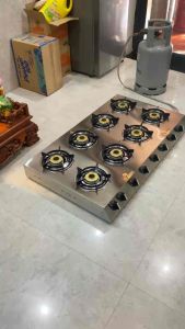 Bếp gas 8 lò Đầu đốt NHÔM chuyên mỳ cay bánh xèo hải sản vv