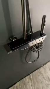 Sen cây tắm hiển thị nhiệt màu xám súng vòi xả thác nước củ nặng 2.5kg Sen cây phím đàn cao cấp nhập khẩu