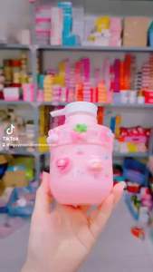 Bình Đựng Kem Mỹ Phẩm Vòi Ấn 300ml màu Hồng Phấn