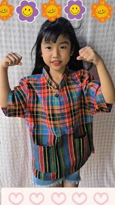 ชุดพื้นเมืองผ้าขาวม้า(คอจีน) เด็กน่ารักใส่สบาย