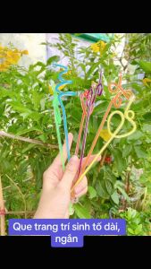 Que trang trí sinh tố-coctail - thanh khuấy sinh tố 2 lớp 2 lòng acrylic - gia dụng Nari
