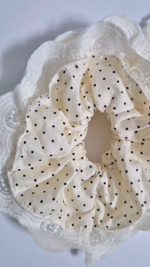 Buộc tóc Scrunchies chấm bi phong cách HQ xing xắn dễ thương