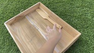 กระโบมไม้ กระเบียนไม้ ขนาด 32x42cm พร้อมไม้พายขัดเงาเรียบ