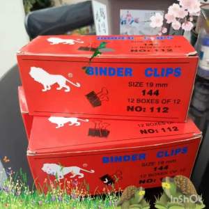 คลิปดำ คลิปหนีบกระดาษ (กล่อง12ตัว) ตราสิงห์ No. 112 (19mm)