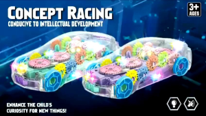 Mainan Anak Mobil Balap LED Transparan Concept Racing Car Gear Putar Berkedip