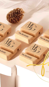 Wooden Cellphone Holder Personalized with Initials and Date for Graduation Gift