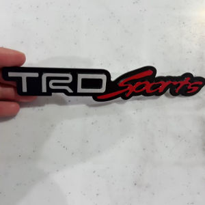 TRD Sports Emblem Badge Decal for Toyota - Stick-On Metal