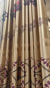 Gorden Jendela Pintu Ruang Tamu Kamar Motif Printing Poni Tempel