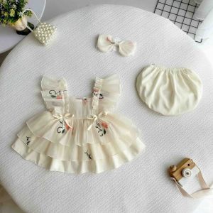 (3-18kg) Sét Váy Lolita Kem Thêu NHÍM XÙ KIDS Cho Bé Gái Sơ Sinh Đầy Tháng Thôi Nôi Sinh Nhật V109