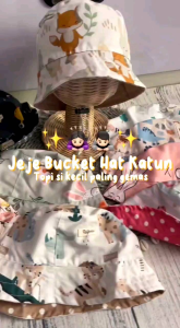 Topi Bucket Anak Bayi Perempuan Laki-Laki Tali Murah Bisa Dipakai Bolak-Balik (Jeje)