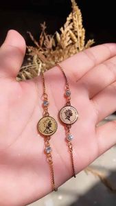 Gelang Serut Koin dan Permata Titanium CXA177