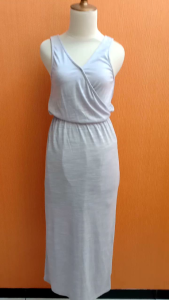 midi maxi dress wanita abu muda pastel COTTON ON cewek S M kutung santai vneck