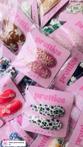 SET 2PCS Pretty Fabric Printed/Embroidered Snap Clip Hair Clip Hair Pin Hair Accessories Fashion Accessories
