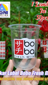 Stiker Boba Fresh Milk 1 Lembar Isi 50Pcs Bisa COD