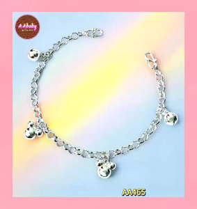 🌈AAbaby Galleries AA465 Original Baby Silver Anklet Bracelet Cute Mickey 米奇Round Bells Rantai Kaki/Gelang Kaki Bayi