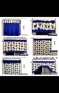 buds 2 royalblue matchy design curtain (Katminmin) double panel window door valance