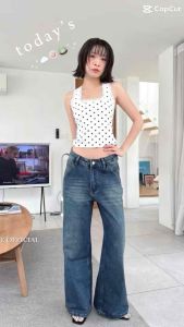 BAVE กางเกงยีนส์ขากระบอกใหญ่ รุ่นนี้ทรงใหญ่เช็คไซส์ก่อนกดสั่ง ผ้าไม่ยืด Code 51702