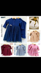 Gamis bayi&anak / lucu dan imut aziel / S 0-6bln M 6bln-1thn L 2-3thn / sudah termasuk krudung / ukuran S M L / bahan jersy premiun+tile mutiara