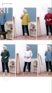 ARTI - Blouse wanita kerja bahan pololinen variasi kancing depan belakang