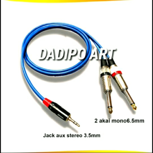 Kabel Jack Audio Mini Stereo 3.5mm ke 2 Akai Mono 6.5mm Panjang 50cm
