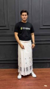 ELLUBNA SARUNG BATIK PINTU ACEH PUTIH PRIA DEWASA RAYON SUPER SARUNG MOTIF KEKINIAN