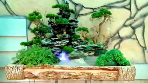 Hòn non bộ thác nước tiểu cảnh hồ cá dài 75cm-rông 50cm-cao65cm