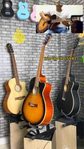 Đàn guitar acoustic SV-A1 có ty chống cong - Màu cam đen - Chuyên tập chơi - Khuyến mãi 8 phụ kiện