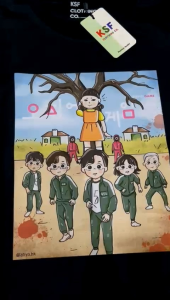 Kaos Distro Anak-Anak Premium Motif SQUIDGAME KERENKaos Anak-Anak Usia 2-16 Tahun Fashion Anak-Anak Squid Game Bahan Katun 24S Size XS-XXL