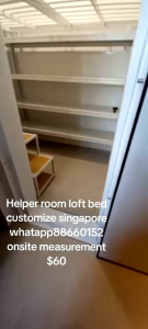 Loft bed with shelf customize singapore for helper room/store room/bomb shelter/unity/smaller room