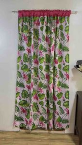 Jeramie Door Curtain 7ft Printed Shearing with Tropical Leaf and Flower Design for Home Interior
