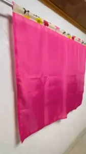 Chalkboard Blackboard Plain Geena Window Curtain in Vibrant Pink with Floral
