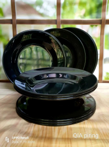 6pcs Piring Makan Bulat Polos Melamine 9 Inc Tahan Panas Berkuwalitas Gratis 1 Sendok