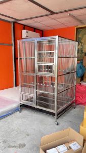 กรงนกสแตนเลส L 94x94x150cm. แถมคอนลับเล็บ3ชิ้น
