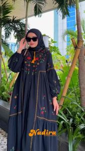 Vellamore Dress Ceruty: Gamis Full Bordir Wanita Premium