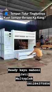 tempat tidur tingkat kayu tangga samping