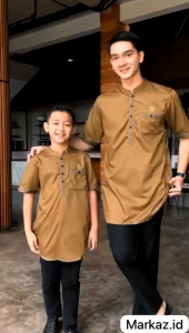Baju Koko Couple Ayah Dan Anak Laki Laki Lengan Pendek/Baju Muslim Kapelan Model Terbaru 2025