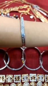 Gelang Bangle Titanium silver mata -mata