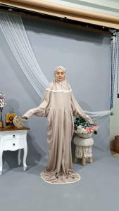 COD Mukenah Terusan Dewasa traveling Polos renda Kalung Lajuran Langsungan Mukena Santri Rukuh Bordir Polos Katun Micro Premium