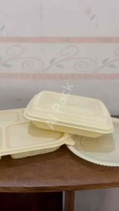 (ISI 25 BIJI) CS Bento Box Sekat 3 Cream / Kotak Makan Plastik Bersekat Sekali Pakai / Wadah Premium