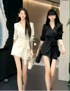 Temperament fashion suit womens new waist mid-length long-sleeved shirt