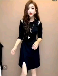 New style dress Korean style fashionable slim design slit off-shoulder mid-length dress for women