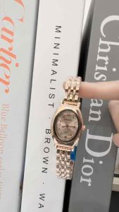 Jam Tangan Wanita Doukou Oval Angka Mewah Watch Stainless Steel Cewek Korea