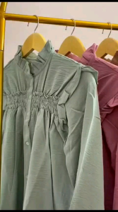 ATASAN BLOUSE REMAJA KEMEJA WANITA TERBARU KOREAN STYLE BAHAN CRINKLE PREMIUM UK L XL