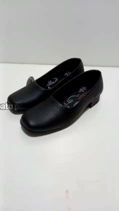 Sepatu Pantofel Wedges Wanita Milton DR 306 Sepatu Kerja Hitam/Putih