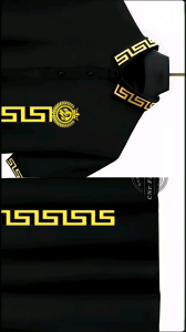 Baju Kaos Polo Shirt Pria Lengan Pendek Kerah Kombinasi Warna Kuning Motif Sablon Garis Samping