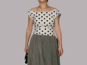 DaVee | Off shoulder Black and white polka dot short sleeve black short sleeve blouse Tops black short sleeve T-shirt