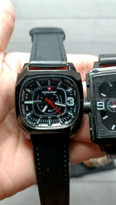 TOP WATCH 88 !! Jam TangaN Pria / Cowok Chorono Off Tali Kulit Tanggal Aktif Full Set Di Foto Dapat Box Jam Tangan   Gelang Wanpis  Tali cadangan Atau Karet / Rubber