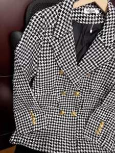 Big Size Long Blazer Houndstooth S-2XL — Long Coat Full Furing Import