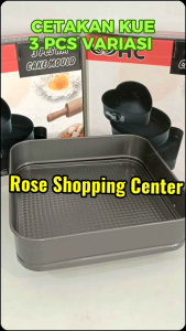 Loyang / Cetakan Kue Anti Lengket 3 in 1 (Kotak Love Bulat) - Bisa Bongkar Pasang