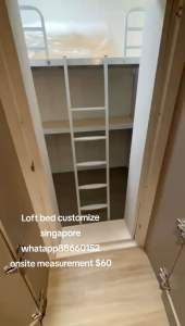 Loft bed customize with shelf singapore for helper room /store room/utility room/bomb shelter/helper room